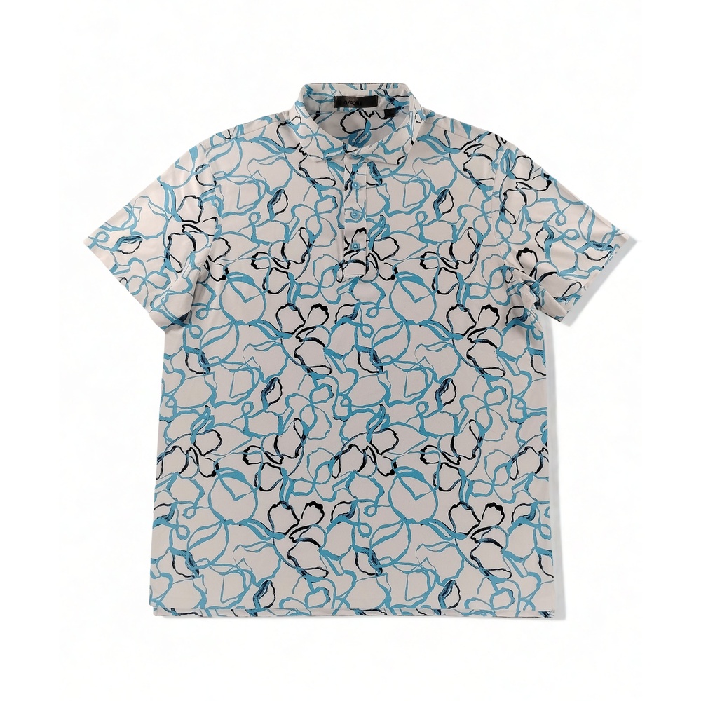 Preppy Streetwear G/Fore Floral Tech Polo Shirt Size L Polyester Spandex Golf